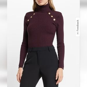NWT EXPRESS Novelty Button Turtleneck Sweater